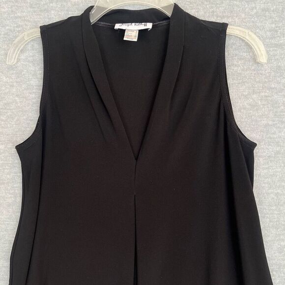 Joseph Ribkoff Black Pleated Sleeveless Top Womens 8 V Neck Career Office Blouse - Picture 2 of 8